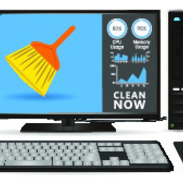 registry cleaners app best of 2020 laptop with broom image on the monitor clean now text displayed